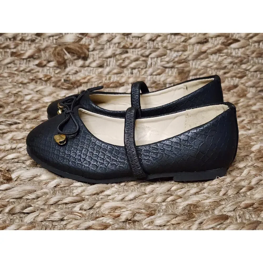 Capelli Toddler Girls Black Ballet Flats Size 8 Slip-On Shoes